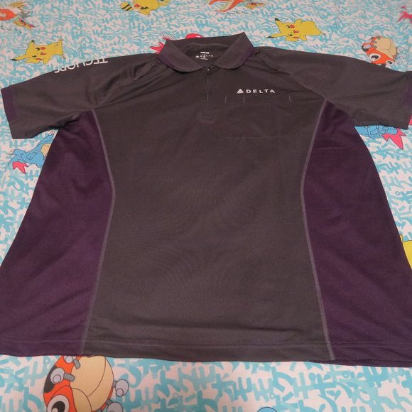 Delta Airlines Tech Ops Lands End Ramp Zip Polo Uniform Mens XL Gray Maintenence - Picture 1 of 6